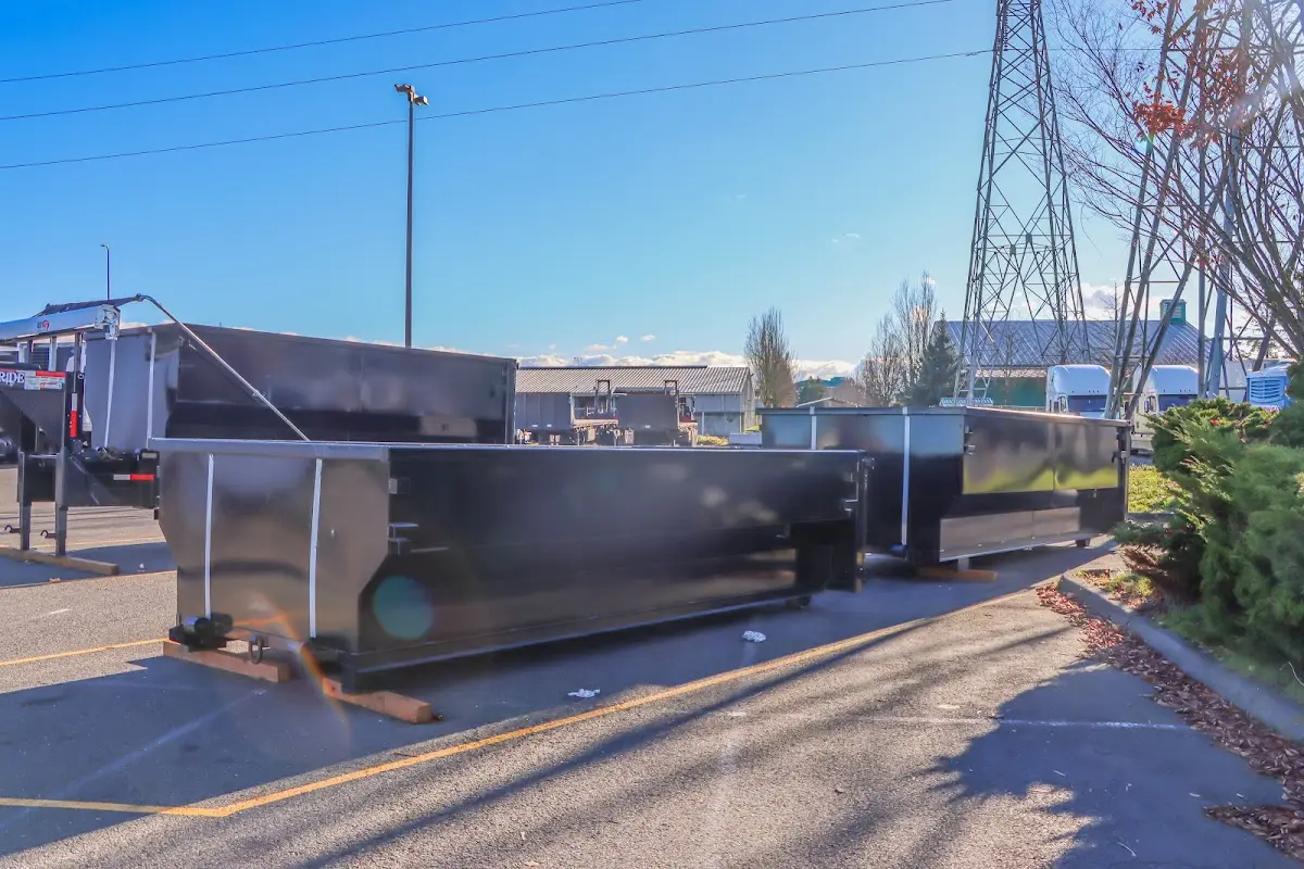 Roll-off dumpster ready for waste disposal at job site for 2 Yard Dumpster Rental in Coal City